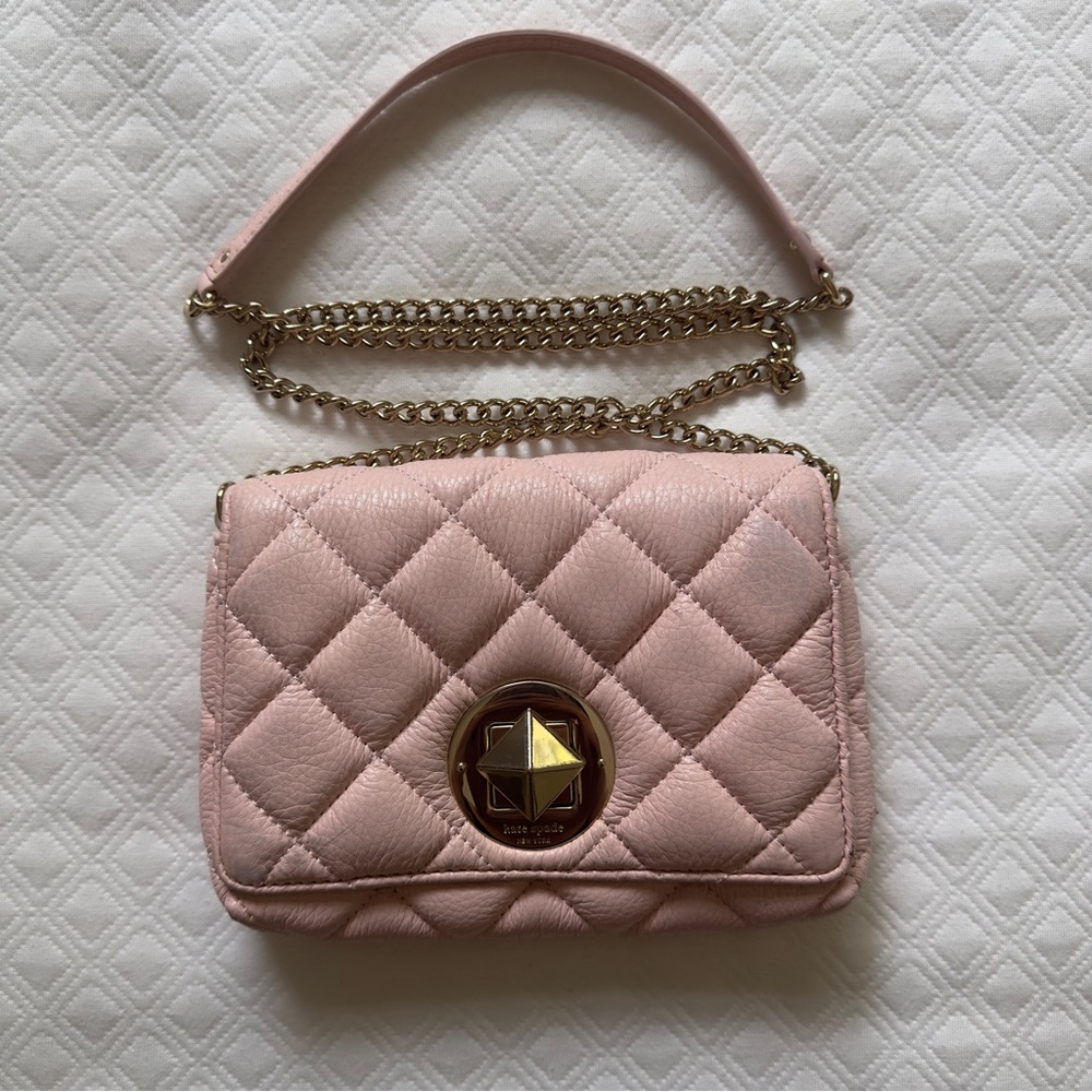 Kate Spade Quilted Pink Leather Crossbody Bag Gold Hardware (2014) - Well Used